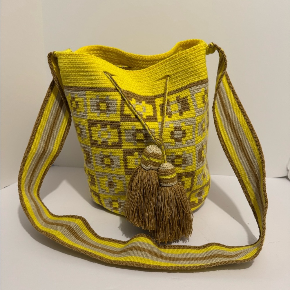 Wayuu Designer Collection Hobo Bag Wayuu Crochet, Large Drawstring Tassel Boho